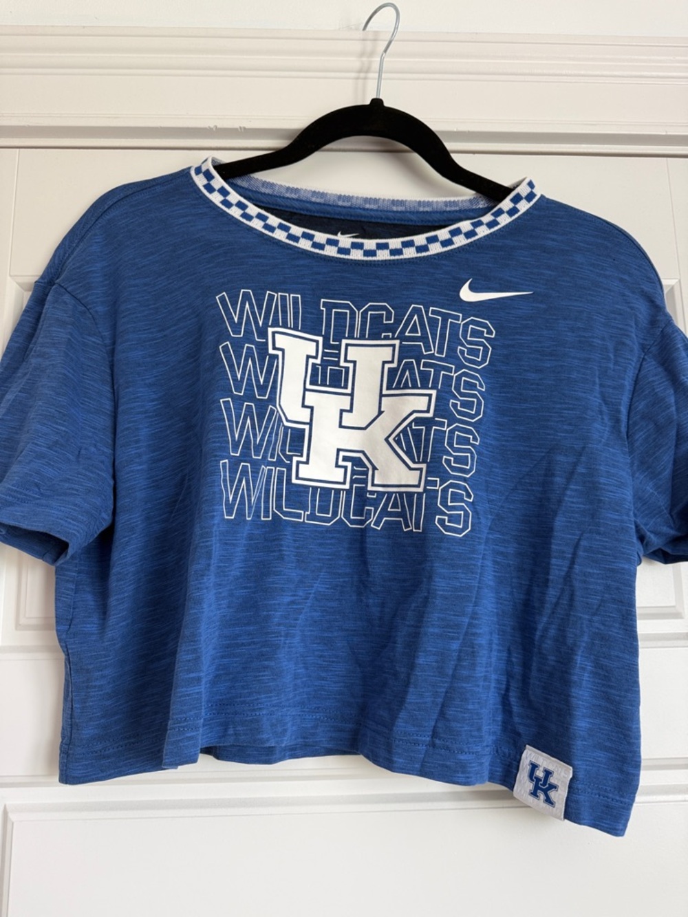 Nike Royal Blue Wildcats Cropped Tee with White Logo